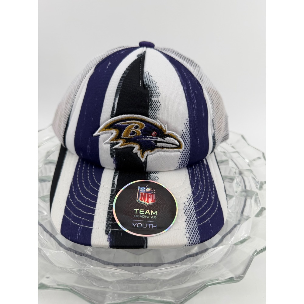 NFL Baltimore Ravens Youth Boys Trucker Hat Snapback Purple White 9K1BOSDLP-RAV
